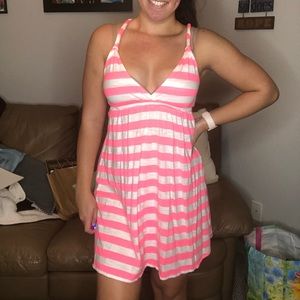 Pink and white stripped sundress